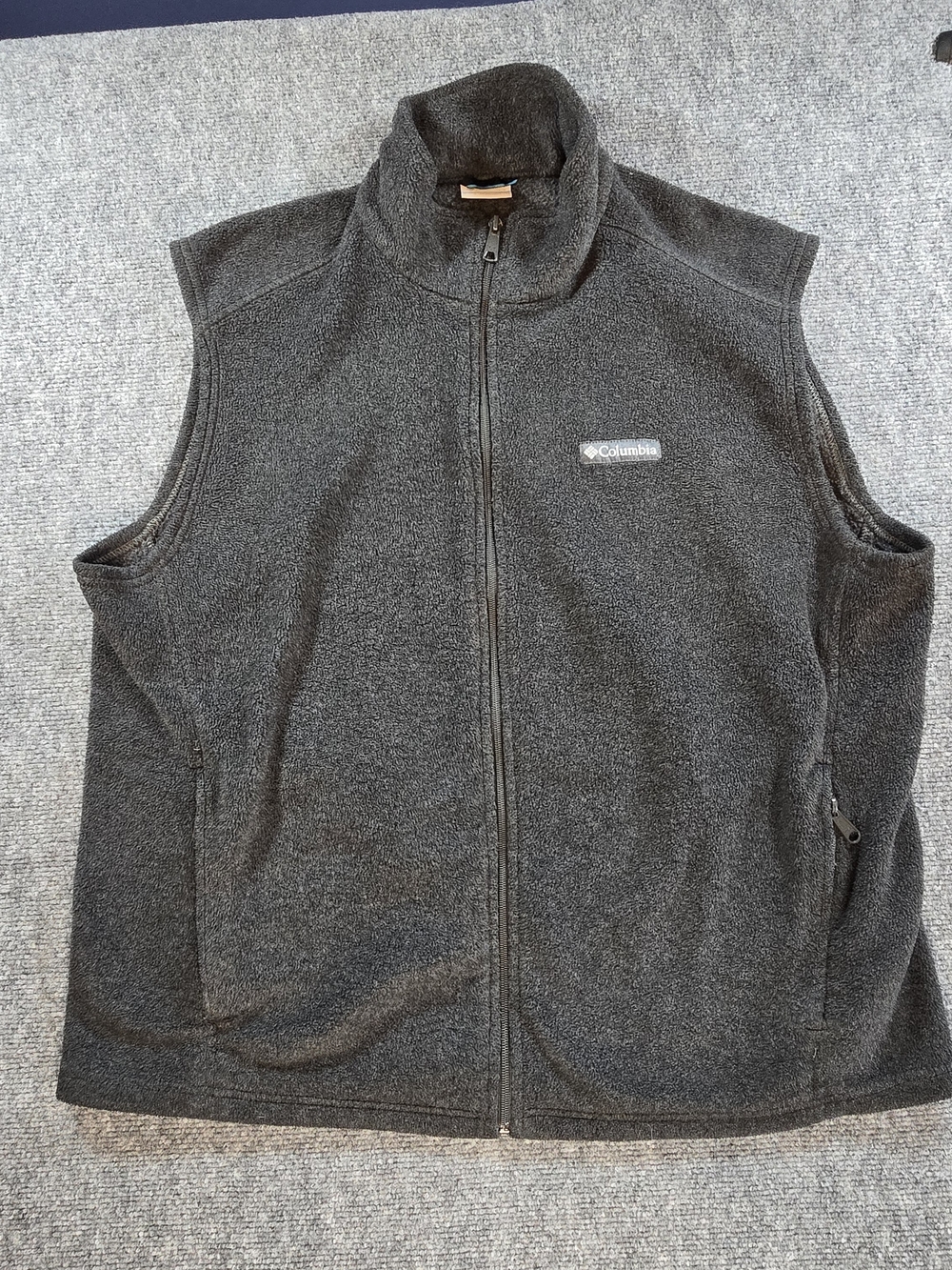 Columbia Fleece Vest Mens XL Charcoal Gray Full Zip Outdoor Hiking Casual